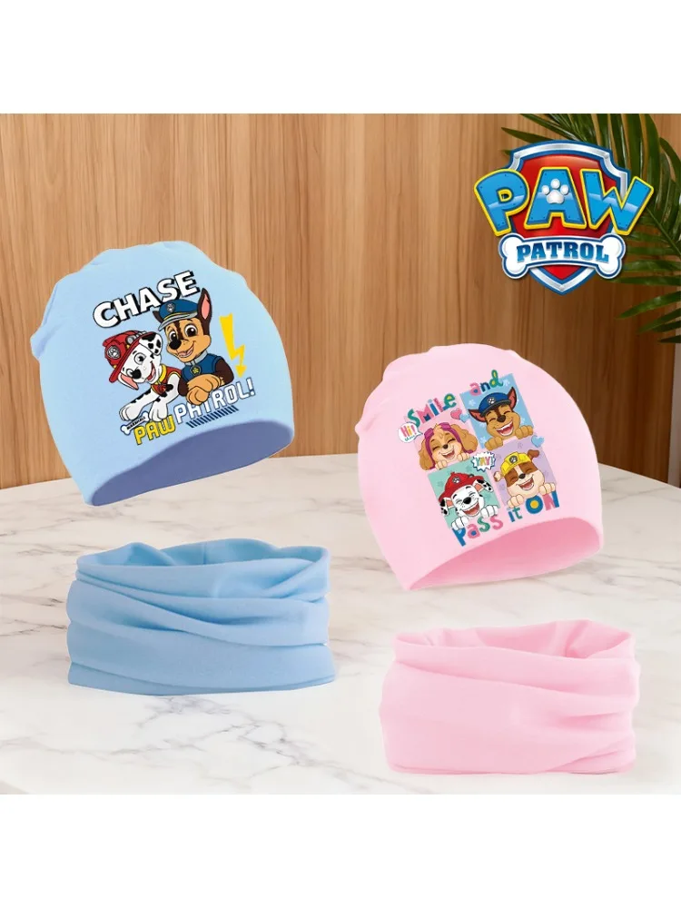 Ensemble chapeau et écharpe pour bébé PAW Patrol, imprimé de dessins animés kawaii, écharpe chaude d'hiver, coupe-vent, chapeau mignon, col, costume, cadeaux d'anniversaire pour enfants