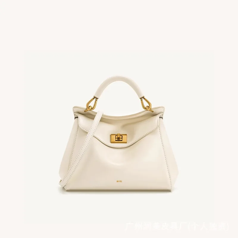 حقيبة قفل JW PEI، تصميم قفل، أنيقة، متعددة الاستخدامات، جلد طبيعي، حقيبة كروس للنساء