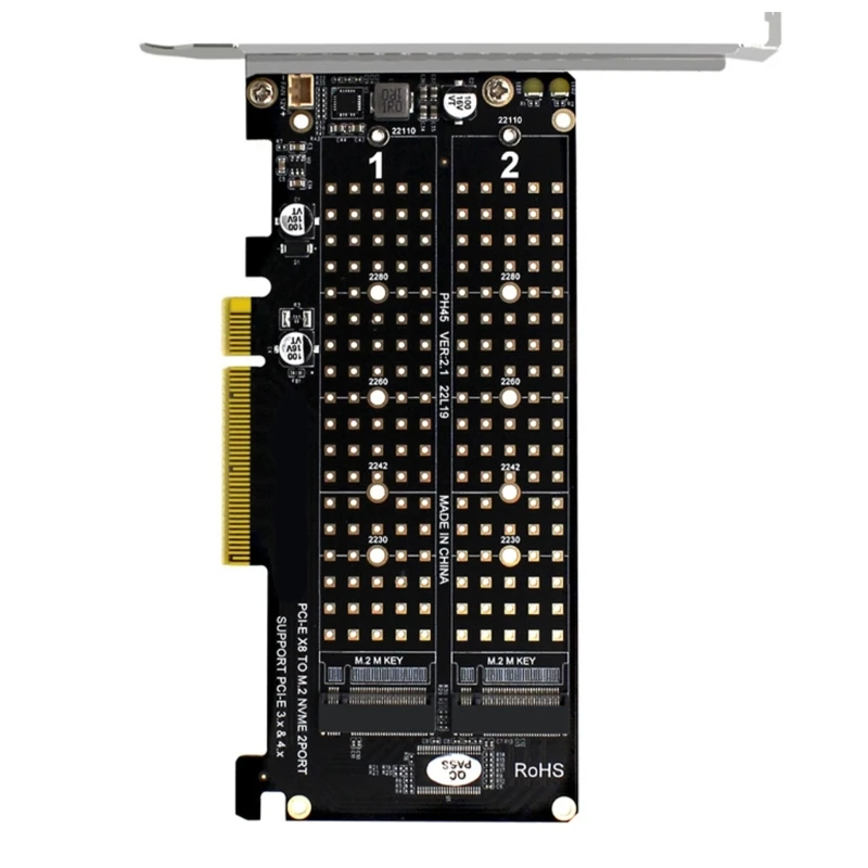 Tarjeta adaptadora unidad M.2 NVME a PCIExpress 2, tarjeta dividida PCIE para PC, estaciones trabajo, expansión