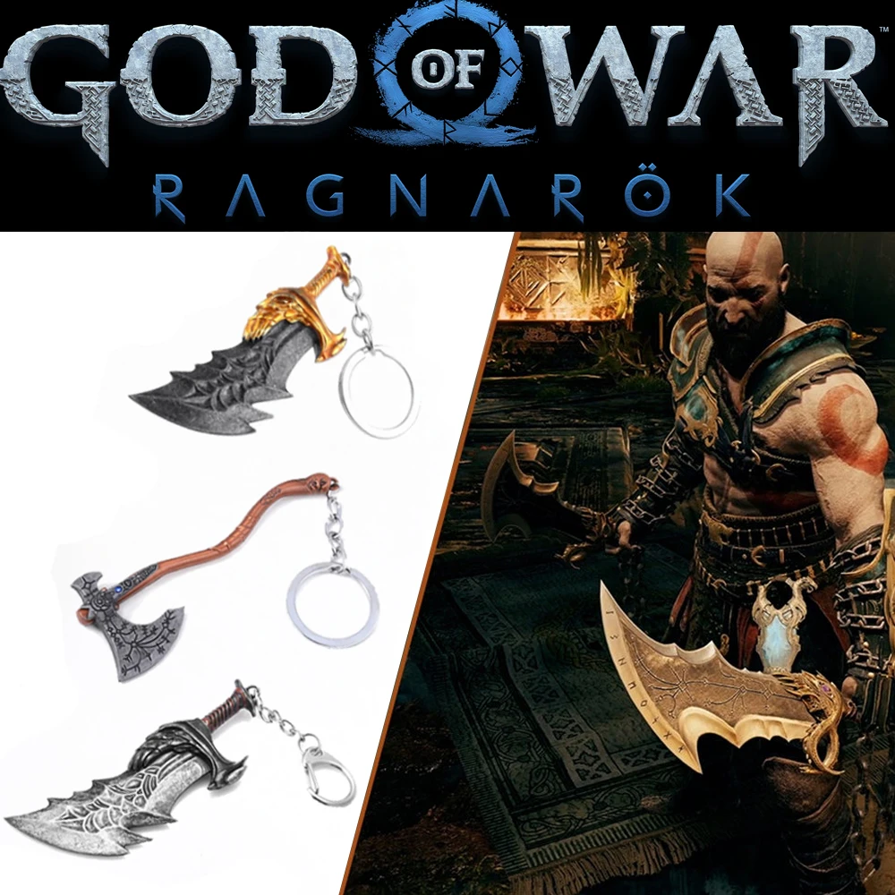 God of War Ragnarok Blades of Chaos Keychain Kratos’ Signature Weapons Leviathan Axe Pendant Key Chain Cool Car Keyring Jewelry