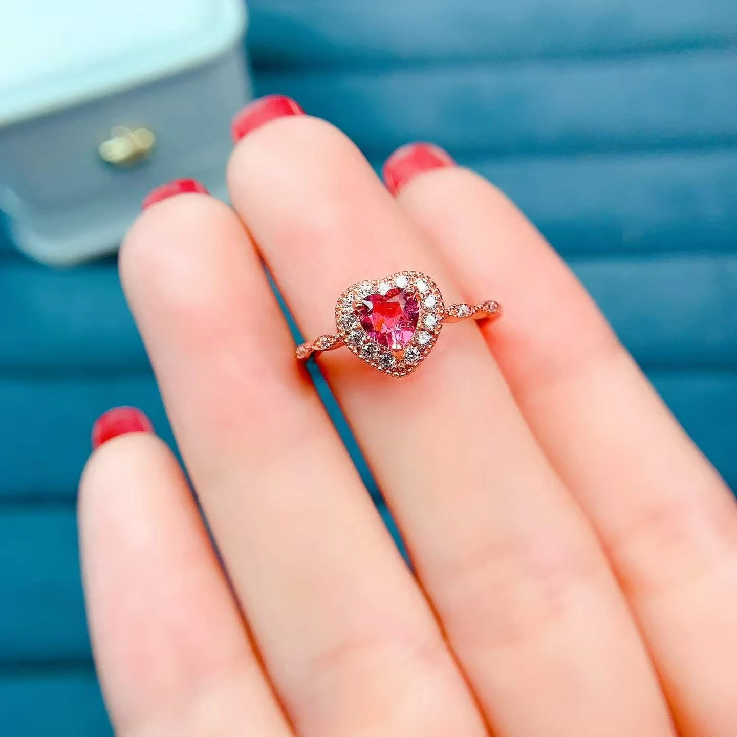 Luxury Multicolor Tourmaline Silver Ring  8 Pieces 3mm*4mm Natural Tourmaline Jewelry with Certificate October Birthstone Ring - view 5