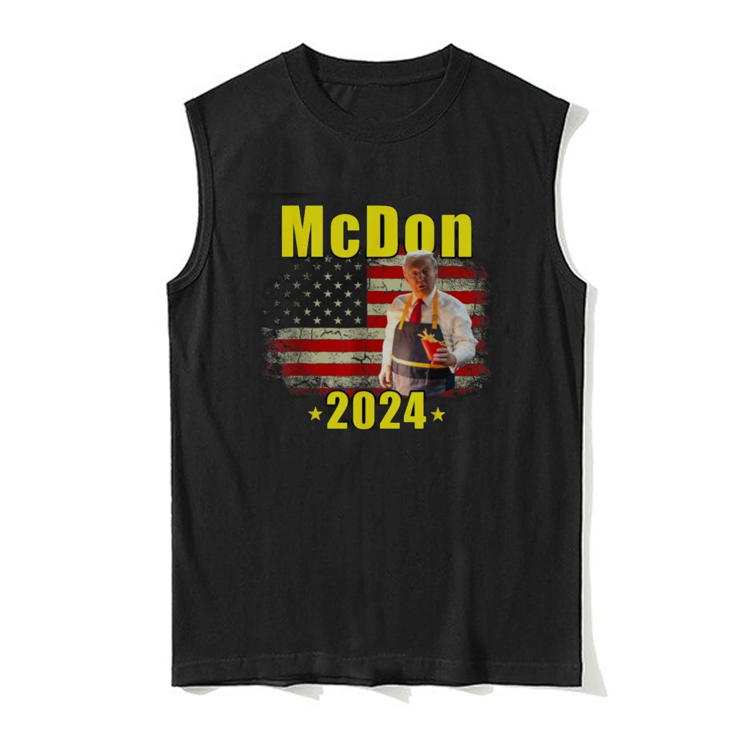 Mcdon 2024 Funny Donald Trump French Fry Cooking Fries Tank Top 100% Cotton O-Neck Summer Casual Mens Vest Sleeveless Tee Shirt