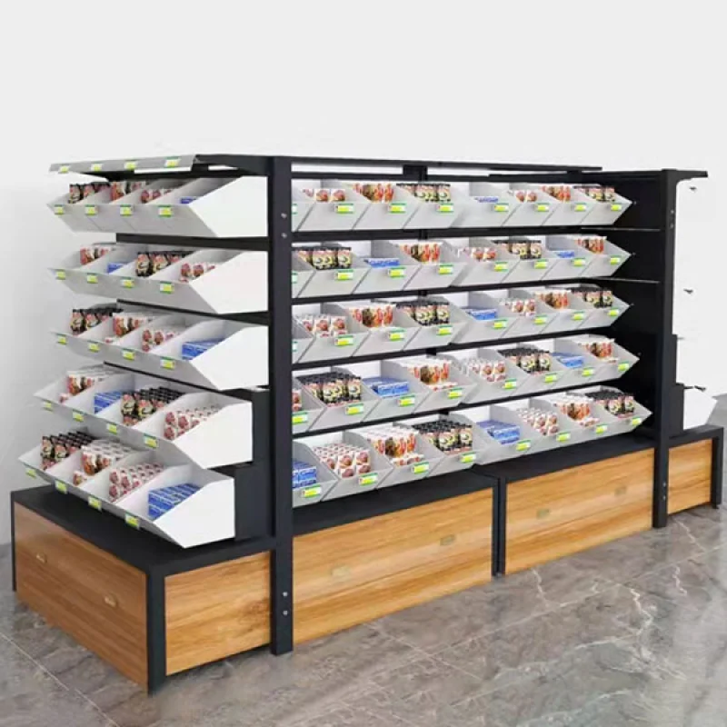 custom.Double-Sided Heavy Duty Metallic Iron Supermarket Potato Chip Rack Snack Display Shelf with Customizable Size