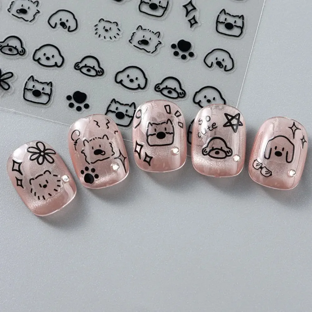 4 قطعة الكرتون لطيف القط مسمار الفن المتزلجون ثلاثية الأبعاد الكتابة على الجدران الكلب أرنب القلب ستار مسمار ملصق زهرة فراشة القوس مانيكير صائق