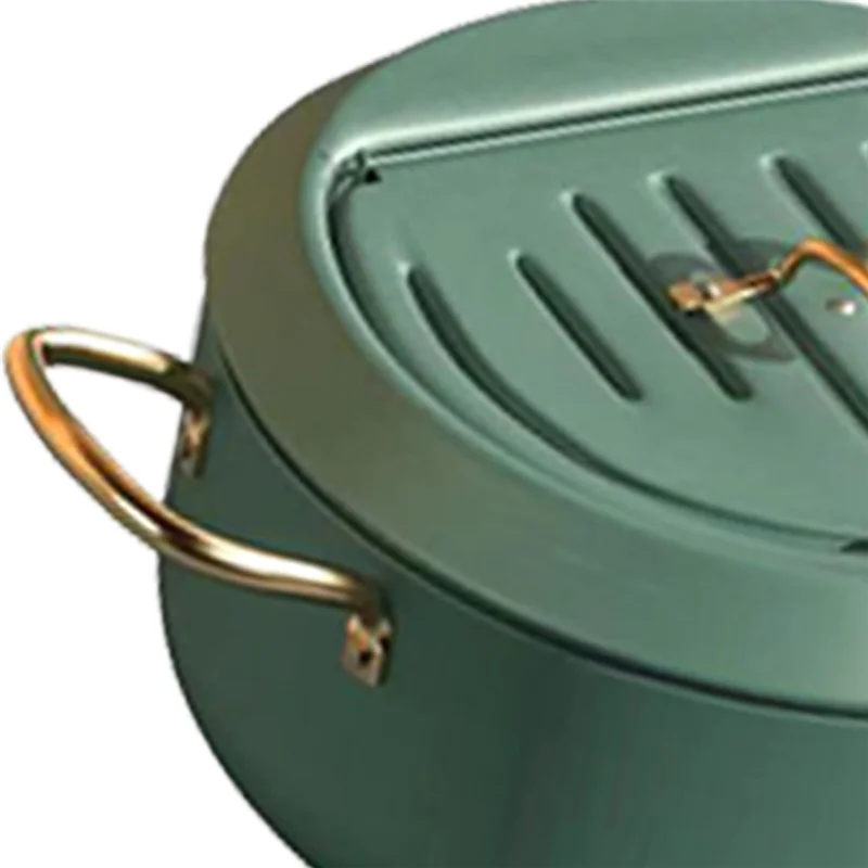 Kitchen Stainless Steel Deep Frying Pot Oil Fryer with A Thermometer and A Lid 304 Tempura Fryer Pan Fried Chicken Pot-T33C