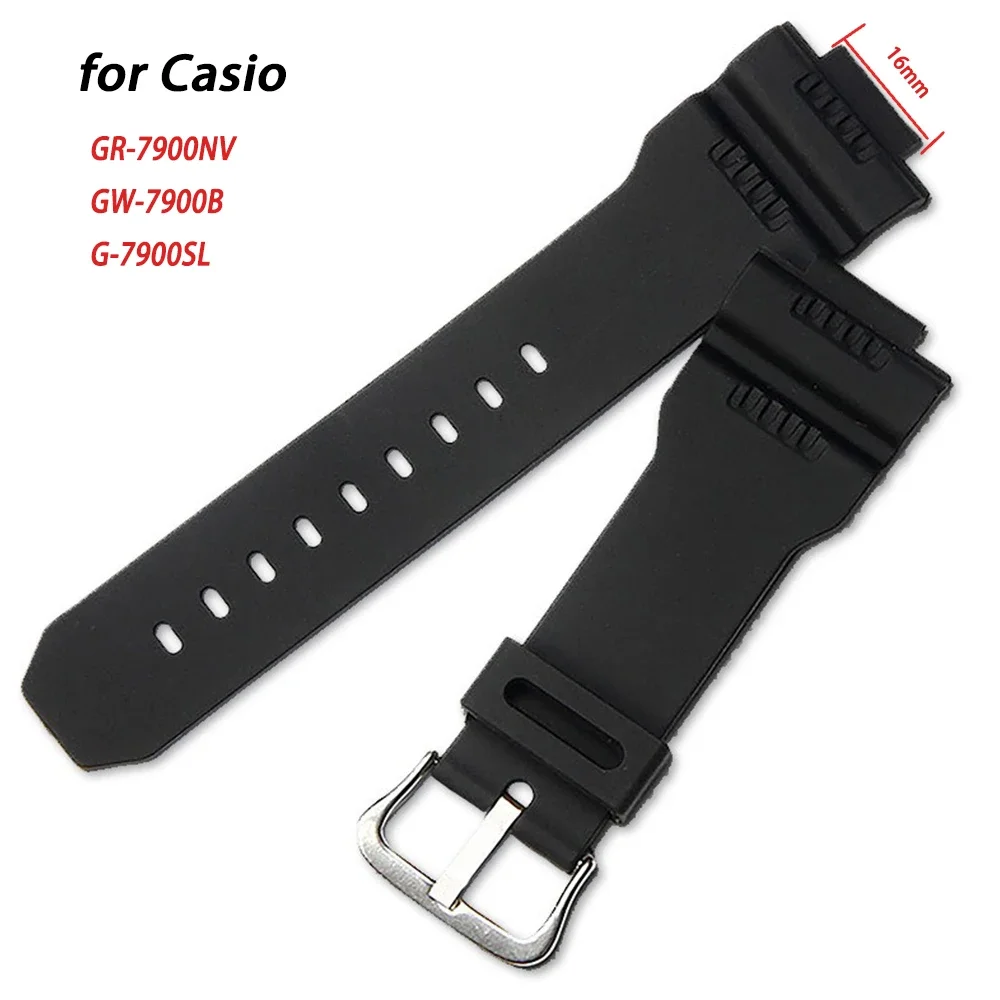 

Rubber Watchband for Casio G-SHOCK G-7900SL GW-7900B GR-7900NV PU Watch Strap 16x28mm Silicone Wristband Waterproof Bracelet