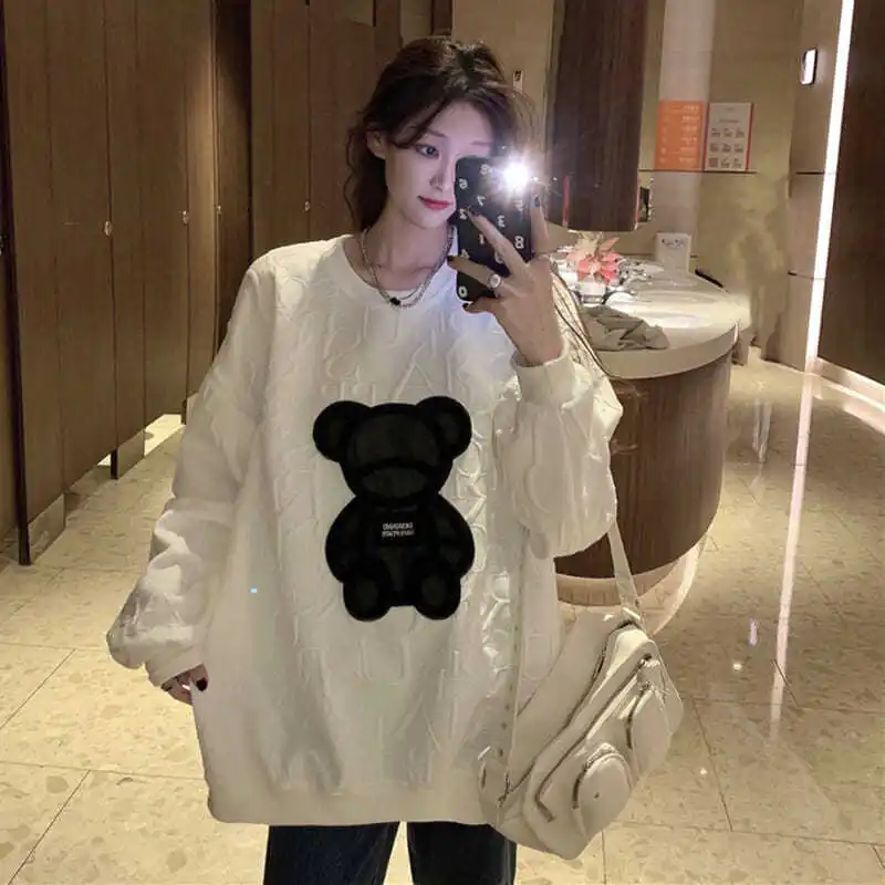 Little Bear Sweater Women\'s 2022 New Spring And Autumn Design Sensation Niche Hoodless Shirt