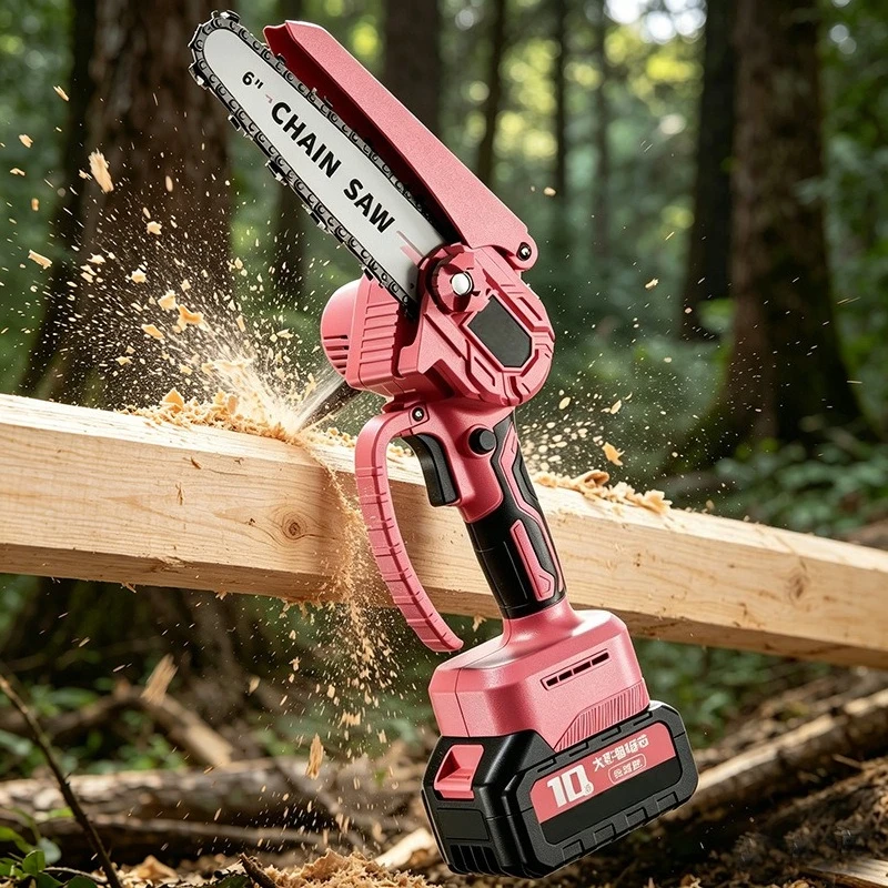 4500 Rpm 6 Inch Rechargeable Lithium Chain Saw, Small Handheld Electric Logging & Pruning Saw