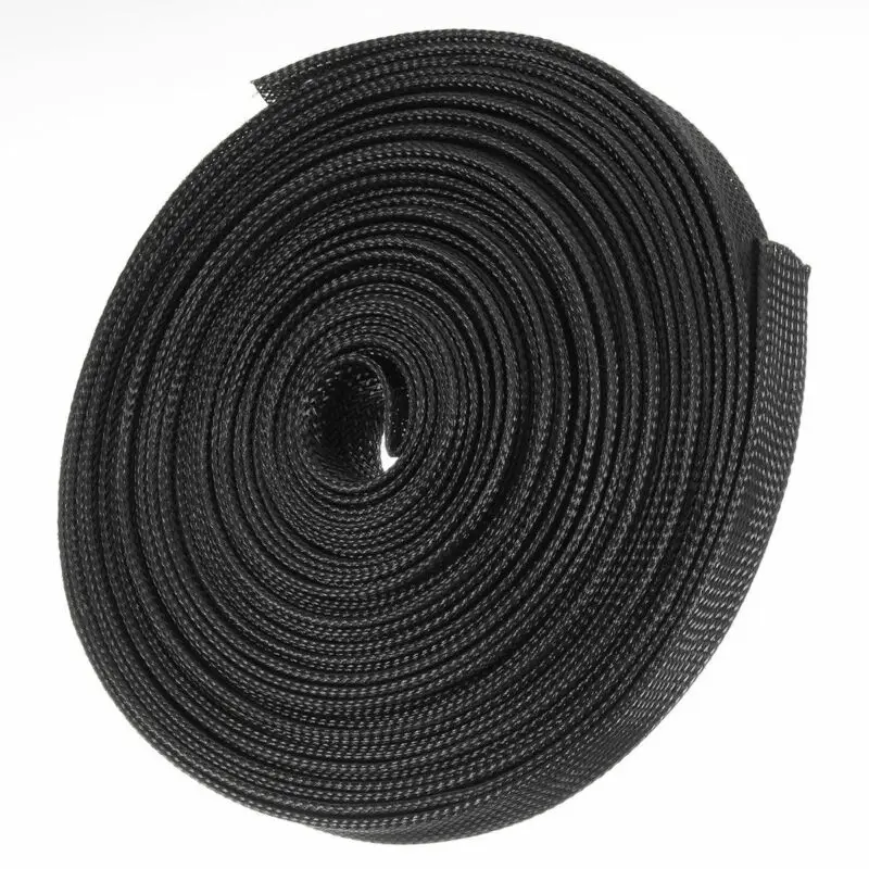 Tubo de malla de nailon negro para envolver cables, envoltura de espiral expandible, aislado, trenza apretada, manga de Cable de 1mm a 50mm, longitud de 3M/5M