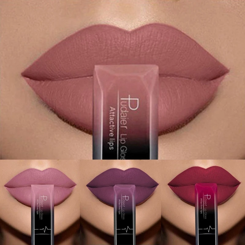 Pudaier 21 colores brillo de labios impermeable mate lápiz labial líquido brillo de labios hidratante maquillaje de labios cosméticos de belleza