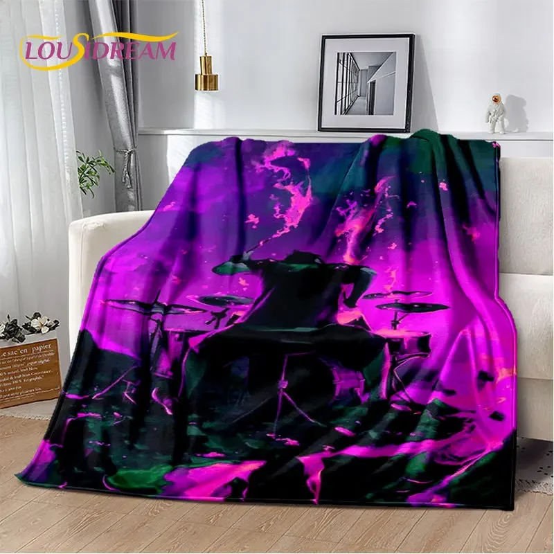 Drum Kit Music Instruments Soft Plush Blanket,Flannel Blanket Throw Blanket for Living Room Bedroom Bed Sofa Picnic Cover Kids