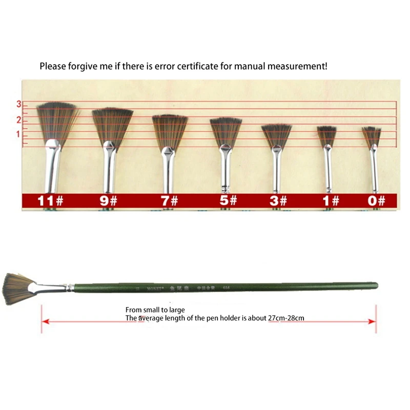 MONET 6 шт./компл. набор нейлоновых кистей в форме веера, гуашь, художественные принадлежности, ручка для рисования, масляная кисть, студенческие канцелярские принадлежности
