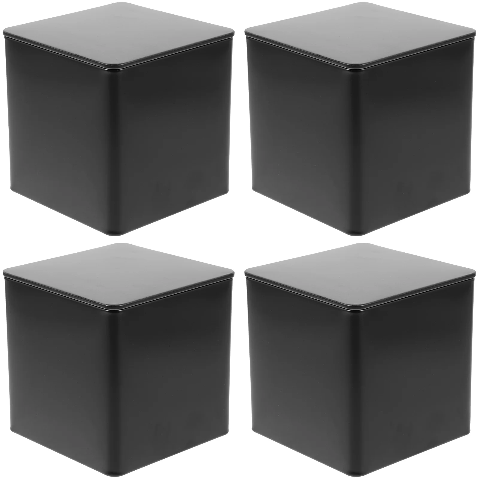 

4 Pcs Storage Tank Coffee Bean Tea Leaf Sugar Jar Office Container with Lid Tinplate Containers Boxes for Gift Giving Small