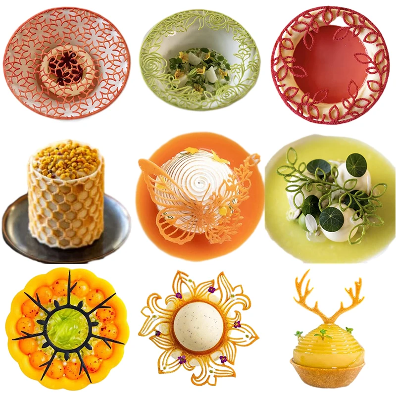 Chocolate Sugar Craft Silicone Pad Crispy Chip Decoration Leaves Honeycomb Flowers Design Silicone Lace Mat Fondant Moulds