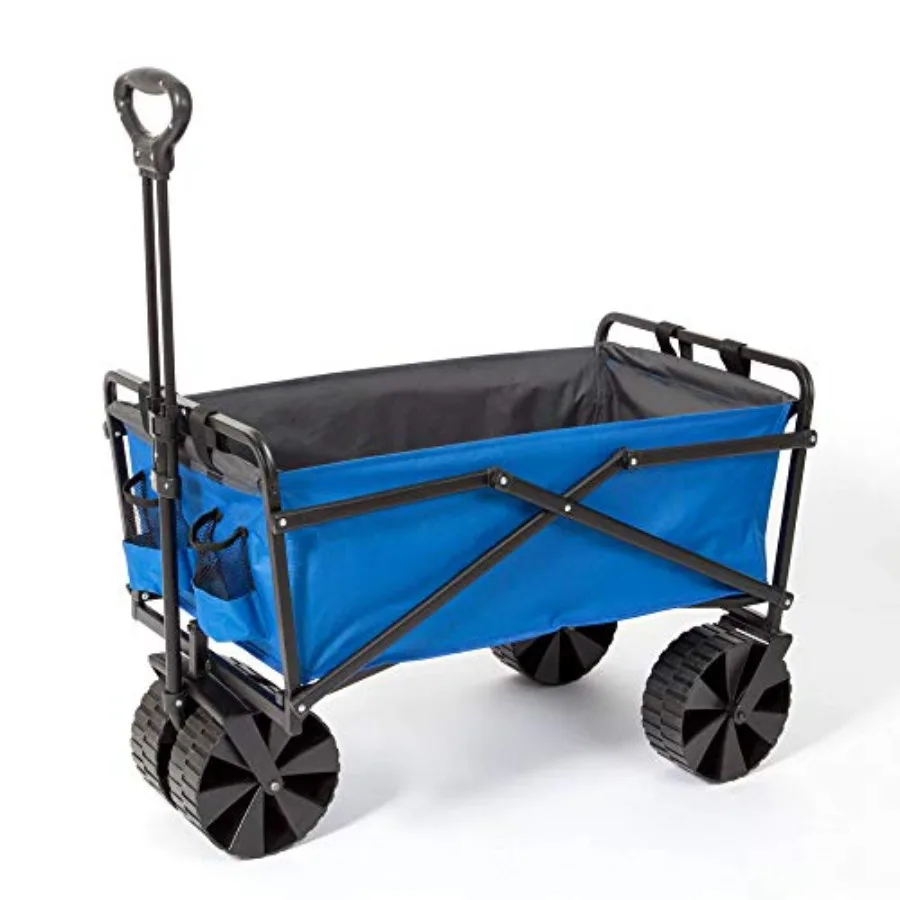 

150 Pound Capacity Heavy Duty Steel Frame Collapsible Folding Outdoor Portable Utility Cart Wagon with All Terrain Plastic Whee