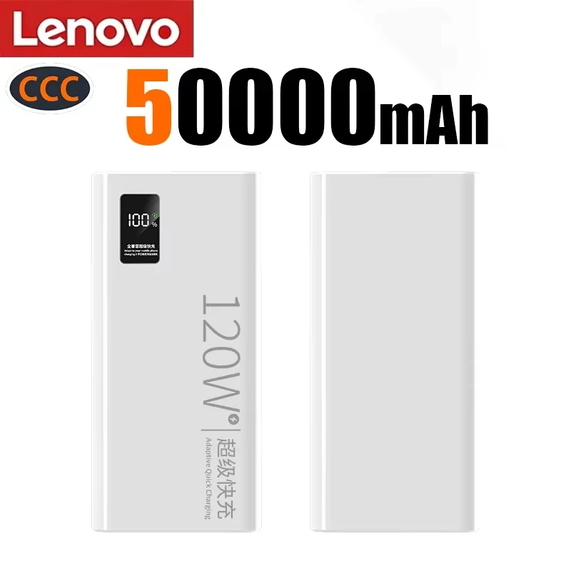 Lenovo 2026 Grote Capaciteit 500000mAh Powerbank 120W Snel Opladen LEDPower Bank Draagbare Batterijlader Voor Iphone Samsu