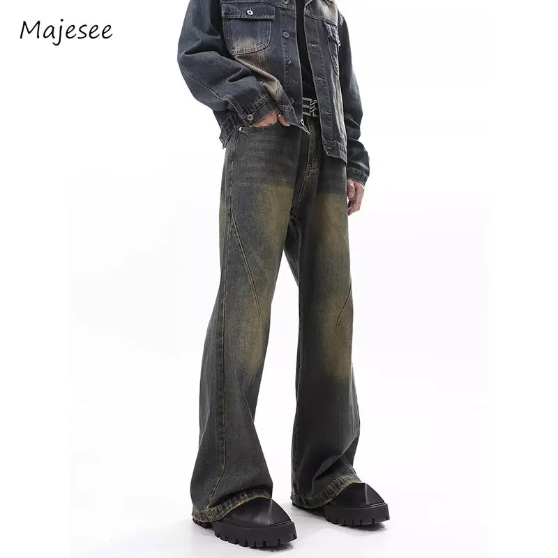 S-3XL Jeans Men Popular High Street European Style Retro Streetwear Wide Leg Pantalones Chic Vibe Casual Prevalent Bottoms 2023