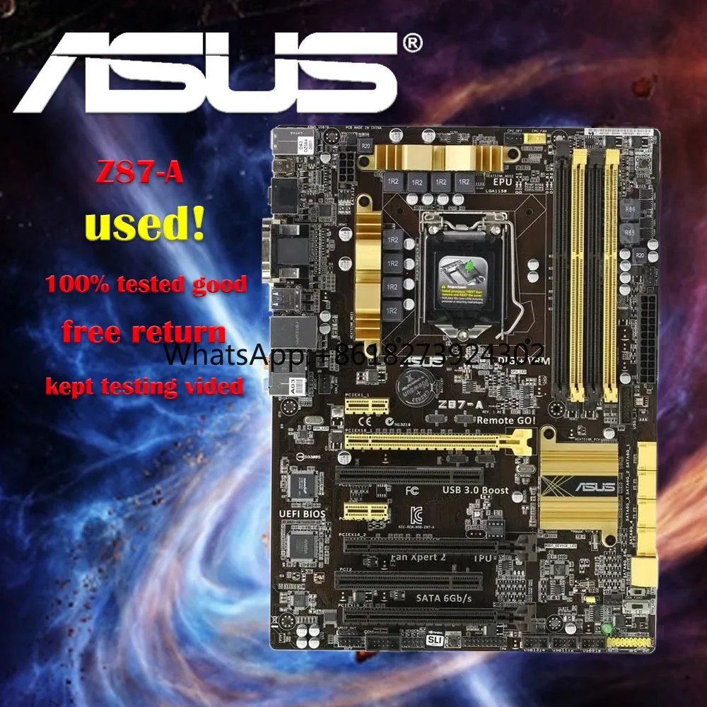 Used Asus Z87-A Original Motherboard Z87 Socket LGA 1150 i7 i5 i3 DDR3 32G SATA3 USB3.0 ATX