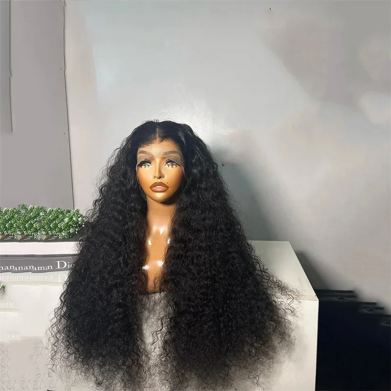 Perruque Lace Front Wig synthétique crépue bouclée noire, 26 pouces, densité 180, cheveux de bébé, pre-plucked, sans colle, degré de chaleur, pour femmes noires, 03/3