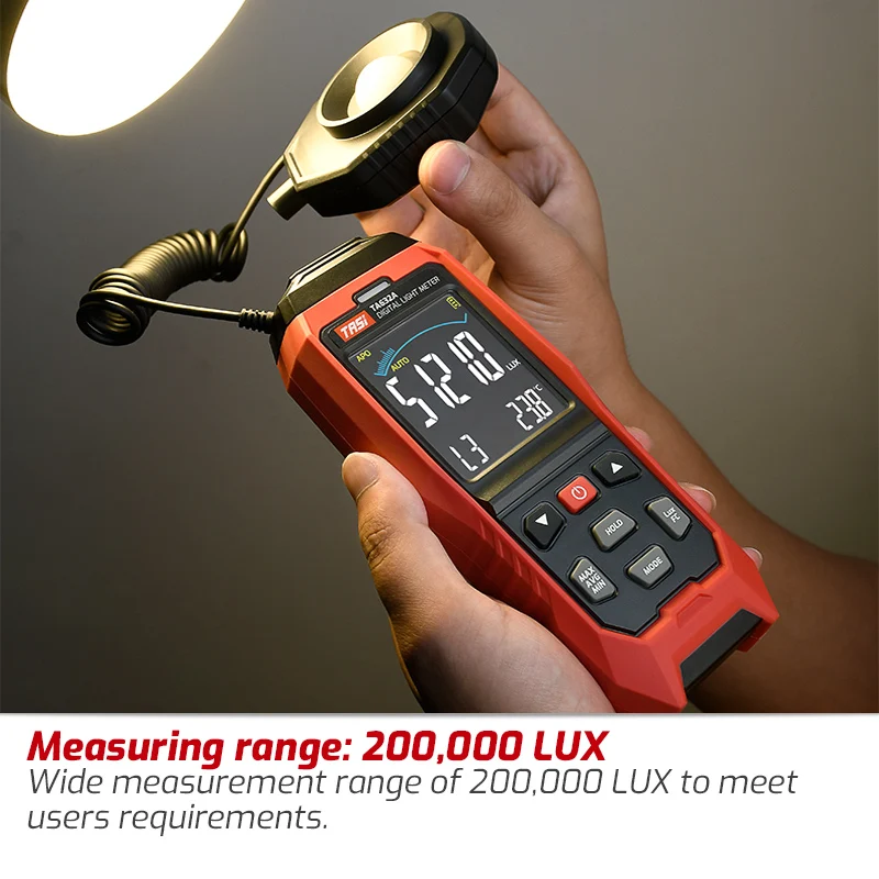 TASI TA632A TA632B CE RoHs Handheld USB Light Meter With Flexible Probe 200000 Lux Digital Lux Meter