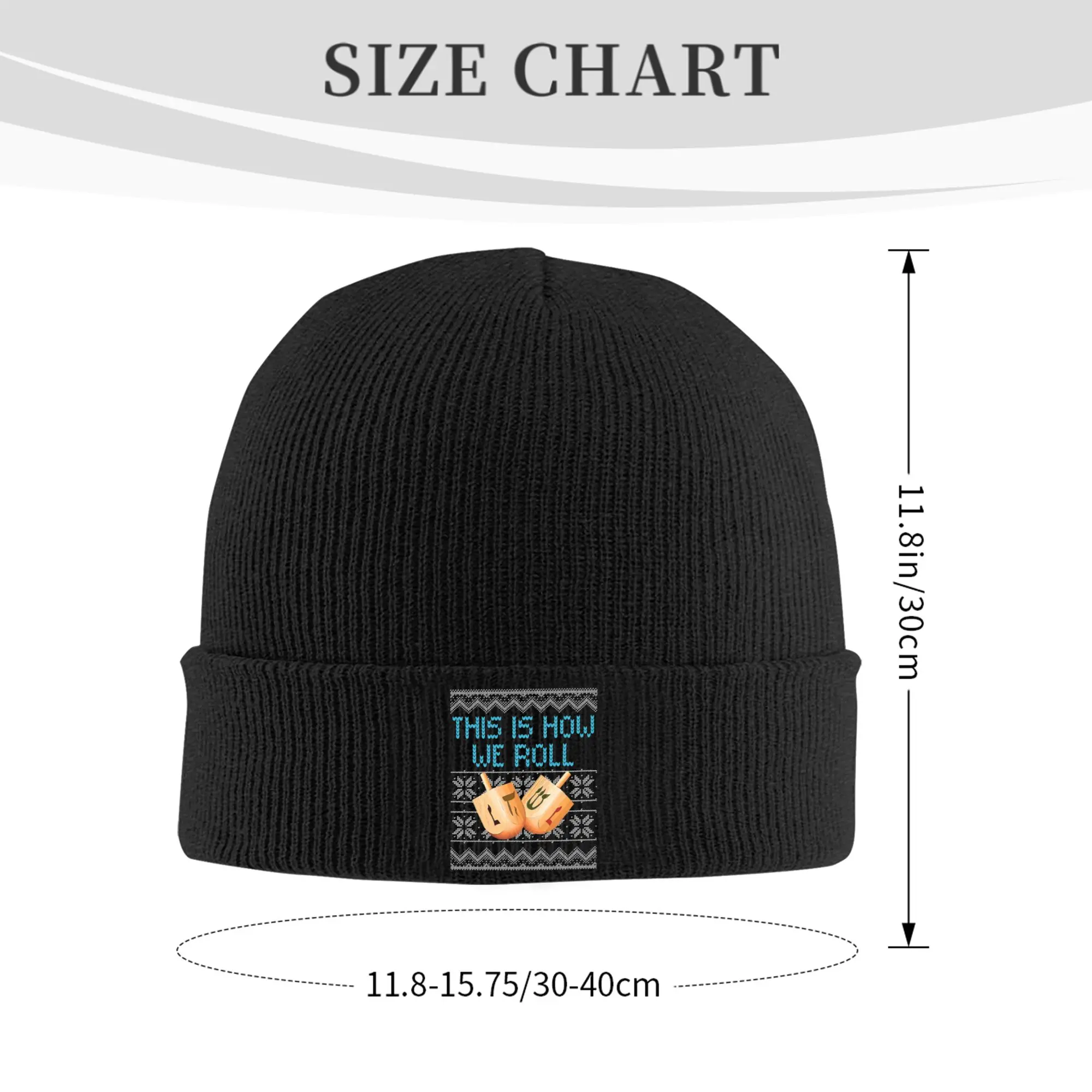 Hanukkah Jewish How We Roll Dreidel Christmas Hats Autumn Winter Beanies Warm  Cap Men Women Acrylic Skullcap