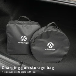 EV Car Charging Cable Storage Box Charger Cables Carry Bag Trunk Organizer For Volkswagen VW Scirocco Jetta Golf Passat Tiguan