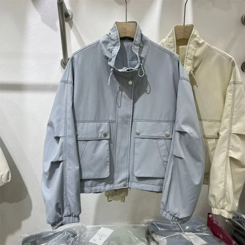 2025 الخريف نمط جديد الوقوف طوق موضة سترة العمل غير رسمية المرأة الكورية نمط فضفاض تنوعا سترة غير رسمية العصرية