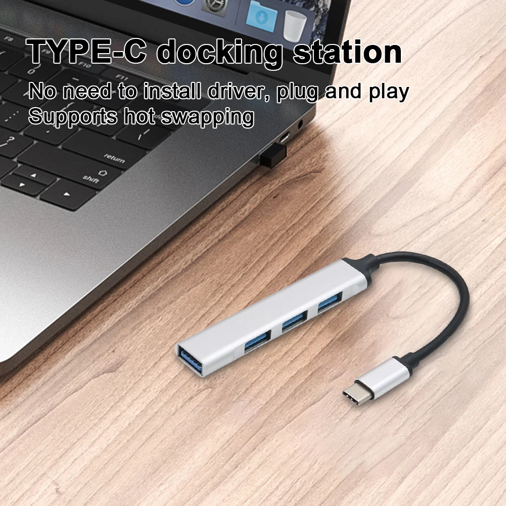 4-In-1 USB 3.0 Hub محول 5Gbps USB Data Hub USB C إلى USB Hub متعدد USB 3.0 Hub USB Port Expander لأجهزة الكمبيوتر المحمول