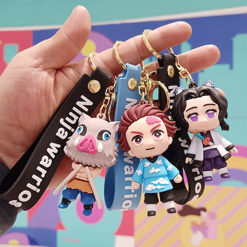 Cartoon Demon Slayer Doll Toy Key Chain Kimetsu No Yaiba Blade of Ghost Keychain Car  Pendant Backpack Hangings Kids Xmas Gift