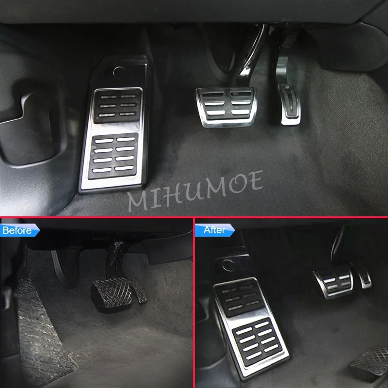 For Audi Q7 Q8 Porsche Cayenne VW Touareg Stainless Steel Footrest Dead Foot Rest Brake Gas Pedal Pad Cover Set