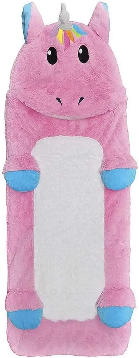 Faux Sherpa-Lined Furry Plush Fleece Zippered Sleeping Bag - Furry Friends Collection