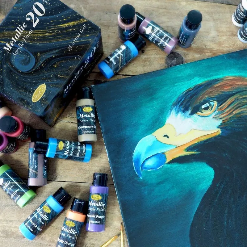 20 Colors 60ml Set Metal/pearlescent Acrylic Pigment Waterproof Quick-drying Non-fading Art Hand-painted Stone Graffiti Paint