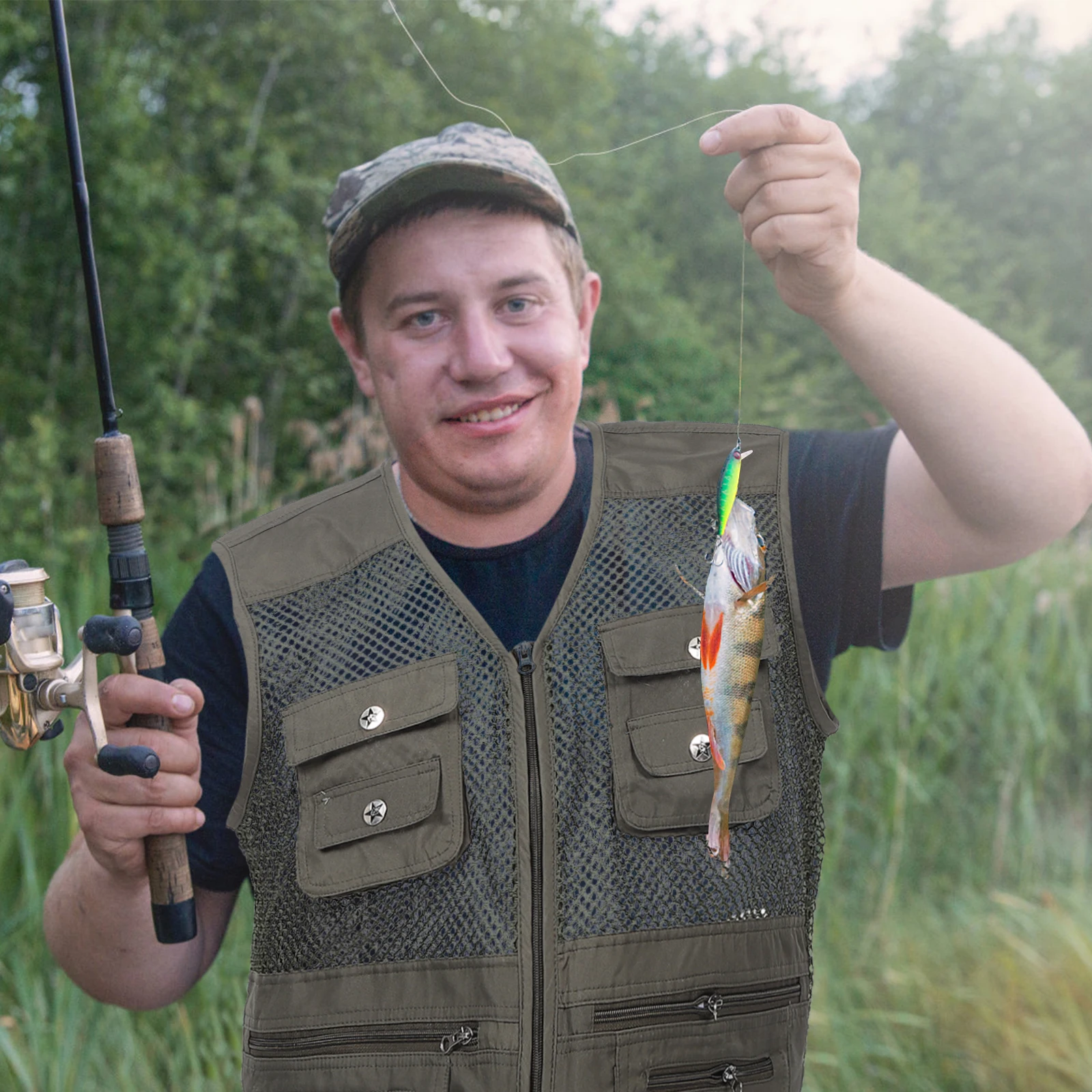 

Men Outdoor Multi Pockets Mesh for Hiking Fly Fishing Breathable Quick Dry Casual Travel Storage Lightweight Adjustable