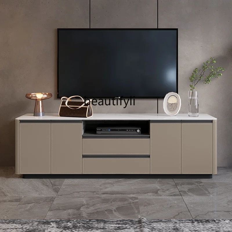 

Tall TV cabinet Modern living room rock slab storage floor cabinet Solid wood storage cabinet customization