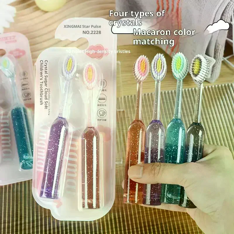 

2Pcs Dental Oral Care Manual Toothbrush Children Toothbrush Soft Bristle Teeth Whitening Brushes For Kids Age 3-12 Years
