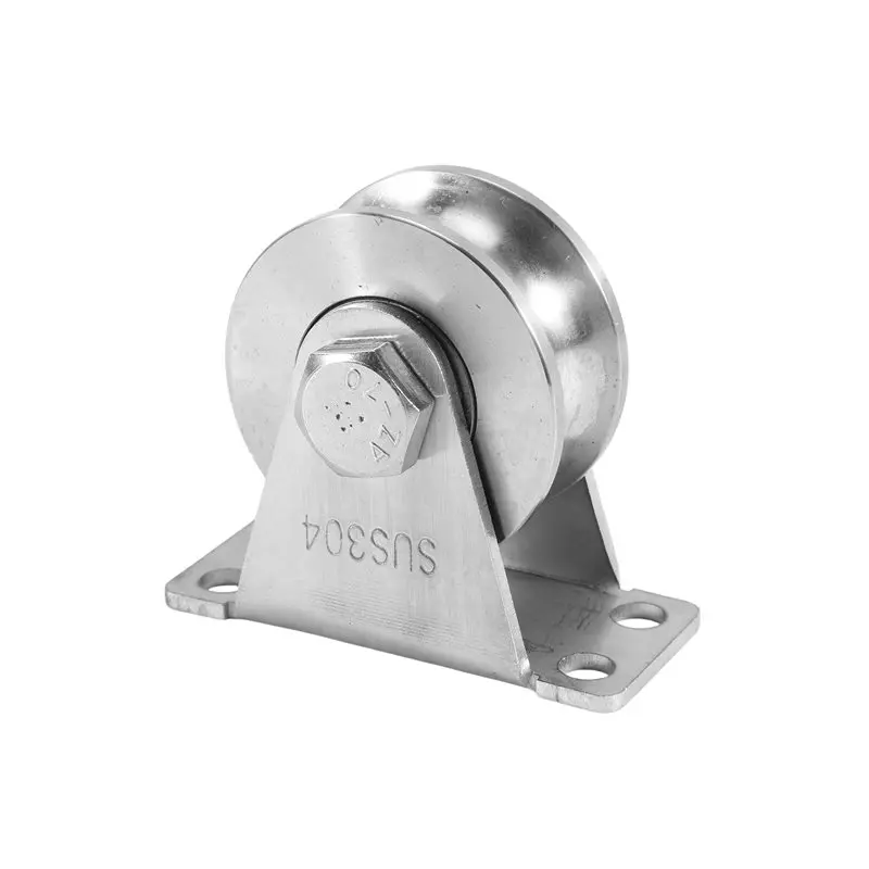 2In 304 Stainless Steel Sliding Door Wheels U-Slot Rollers Heavy Duty Pulleys Smooth Rolling Dual Bearing Plate Casters