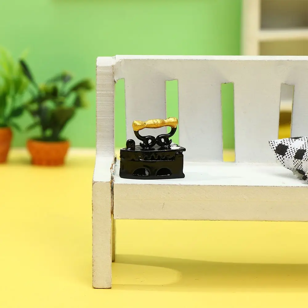 Gift Kids Toy Scene Model Doll House Furniture Ironing Clothes Mini Vintage Tool Dollhouse Miniature Iron