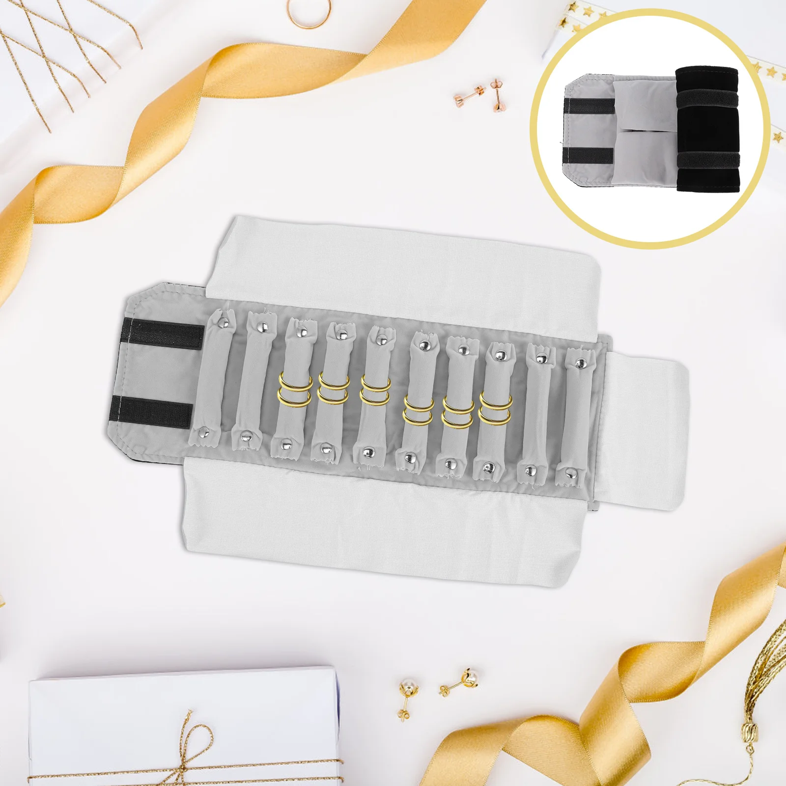 

Portable Jewelry Display Bag Travel Organizer Finger Ring Storage Roll Pouch Foldable Jewelry Holder for Home Trip Vacation