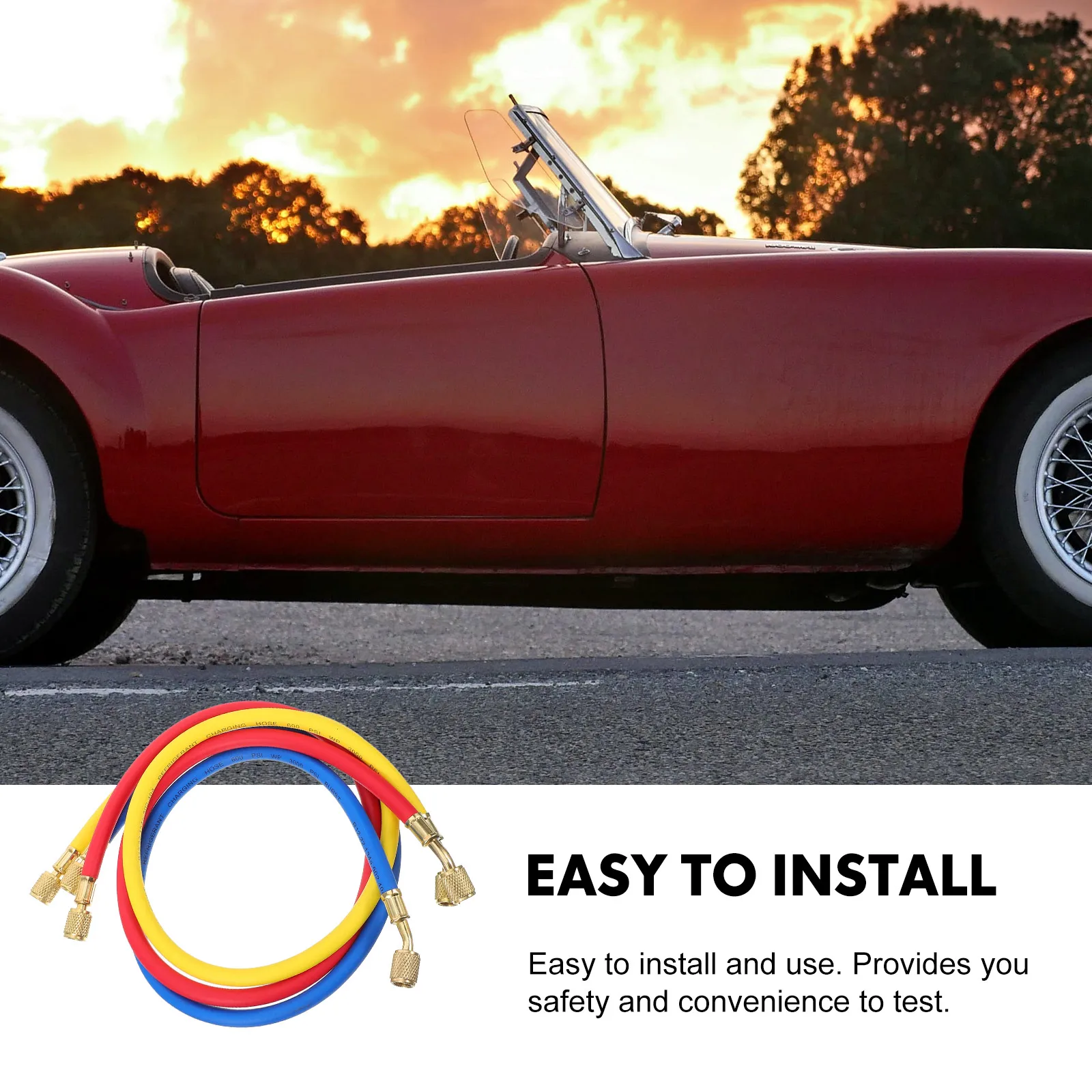 

36 Inch Refrigerant Charging Hose 1/4" Sae Fitting Blue Oil Resistant For R404 R502 R134A Ac Hvac Gauge Set Tool