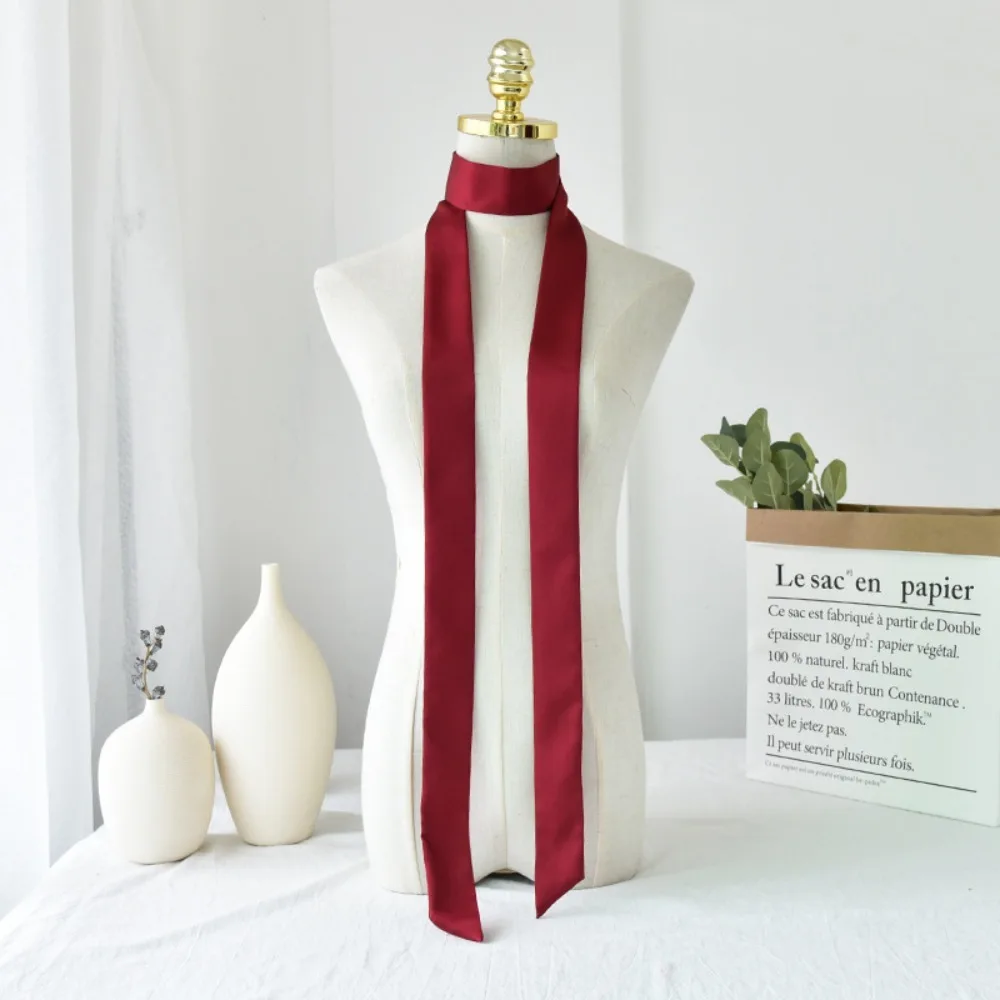Casual Long Hair Scarf Headband Favor Silk Neck Scarf Solid Color Elegant Ribbon Party Scrunchies