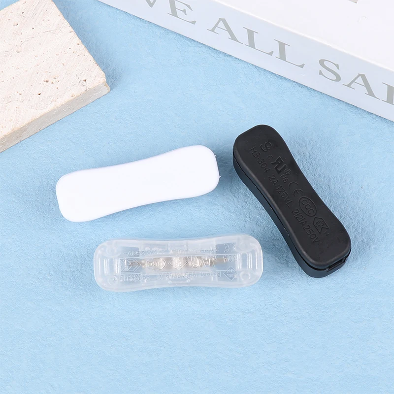 1pc AC Power Cable Switch Connector 304 Line Button Switch On Off White Black Transparent 220V Led Light Bulb Lamp Control Gear