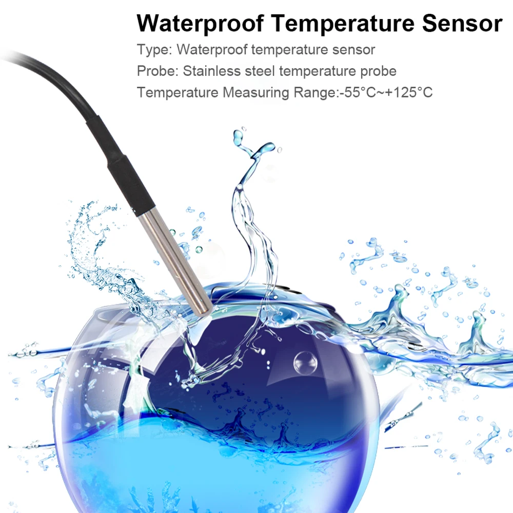 Temperatuur Sensor Module Kit Waterdicht 100Cm Digitale Sensor Kabel Roestvrij Staal Sonde Terminal Adapter