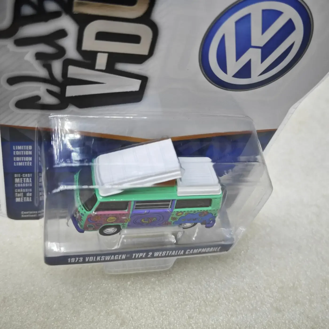 

GreenLight 1:64 1973 Volkswagen Type 2 Westphalia Campmobile Маленькая модель автомобиля, детская коллекция игрушек, орнамент