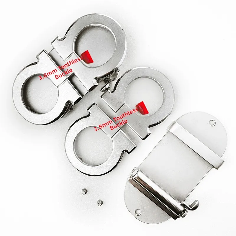 38 Stainless Steel Toothless Inner Wear Automatic Buckle Leather Belt Buckle Head Eight Character Pants Waist Head Wear Resis...