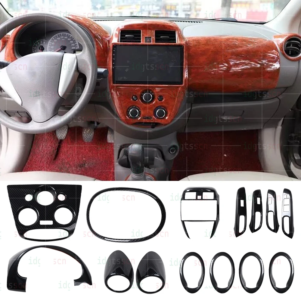 Car Interior Carbon Fiber Full Set Sticker For Nissan Sunny N17 11-2016 Accessories Sticker Gear Shift Panel Cover Interior Trim