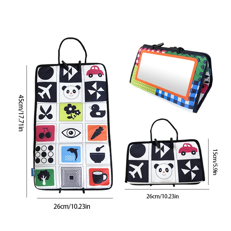 لعبة مرآة لحديثي الولادة باللونين الأبيض والأسود، وقت البطن للأطفال، لعبة نشاط الزحف الحسي عالية التباين #3