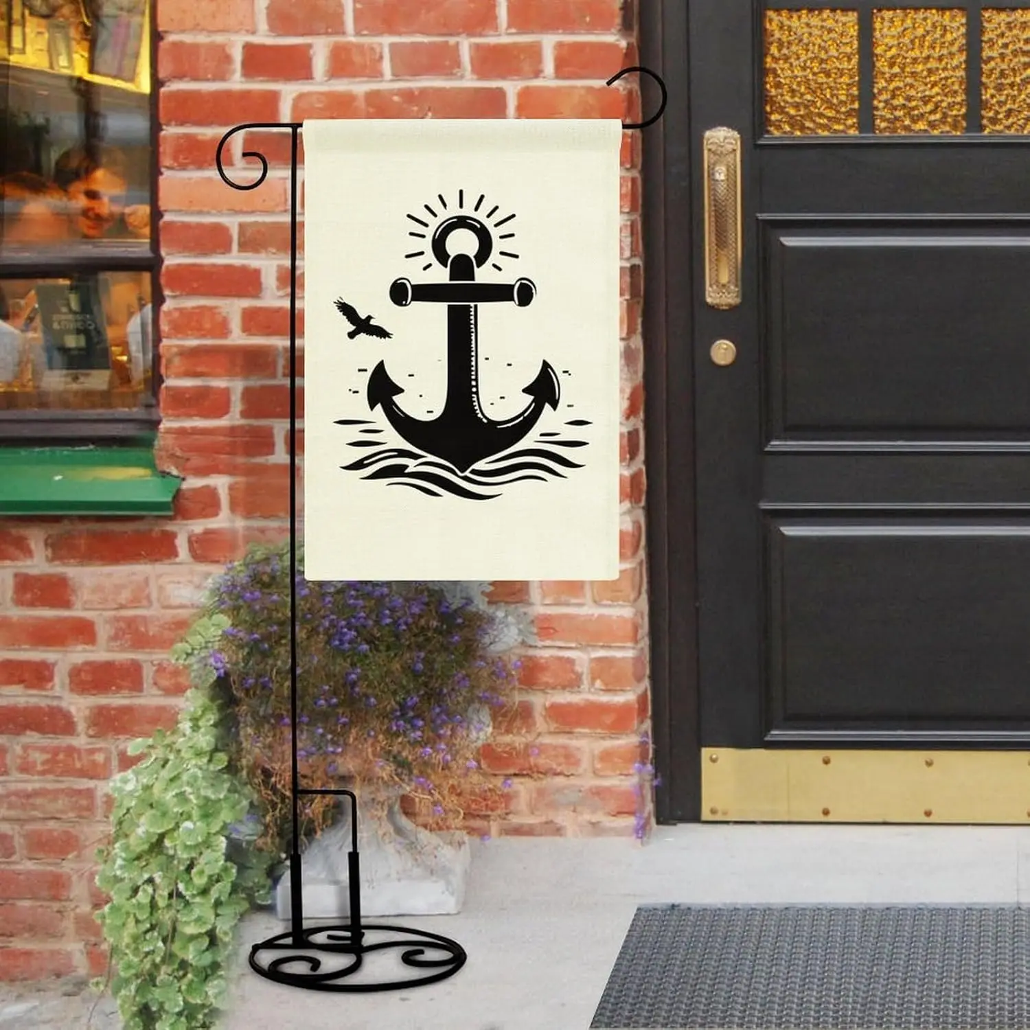 Nautical Anchor & Ocean Wave Garden Flag Double Sided Small Flag for Outdoor 12x18 Inch Welcome Holiday Decorations ZZM