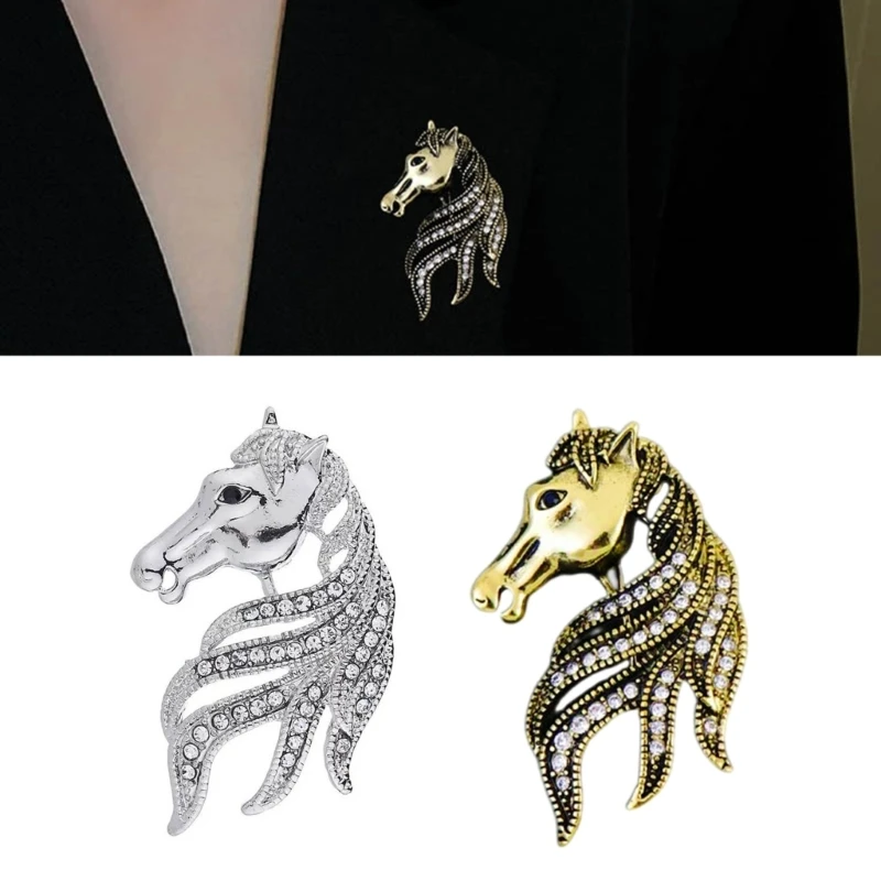 C1FC تصميم رأس الحصان المعقد بروش النيكل مجانا دبوس دبوس متعدد الاستخدامات لهجة خزانة الملابس #6