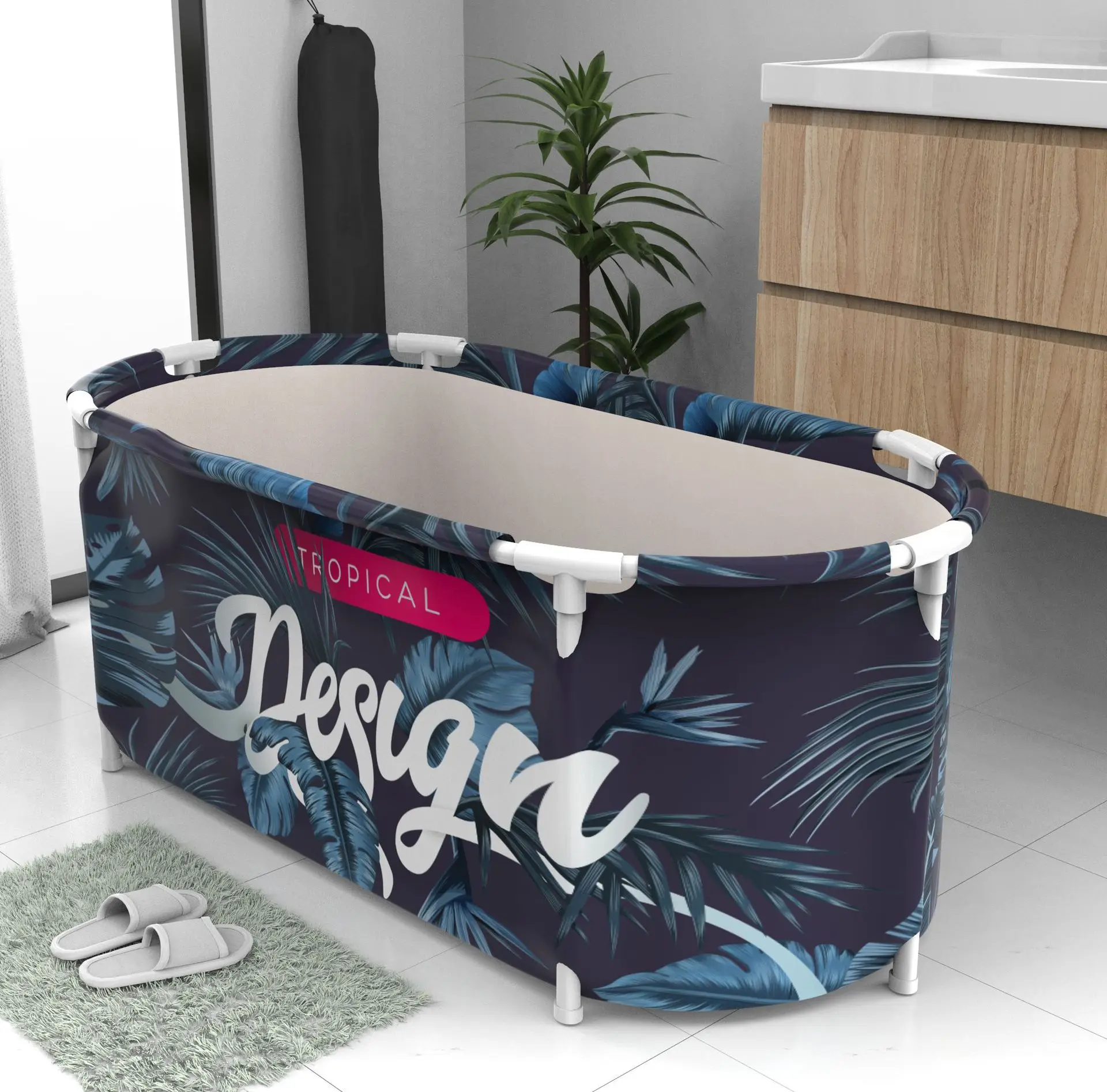 Nordic Foldable Bathtub Portable Waterproof Thickened Adult Family Spa Bathtubs Large Size Household Full Body Bathing Bucket