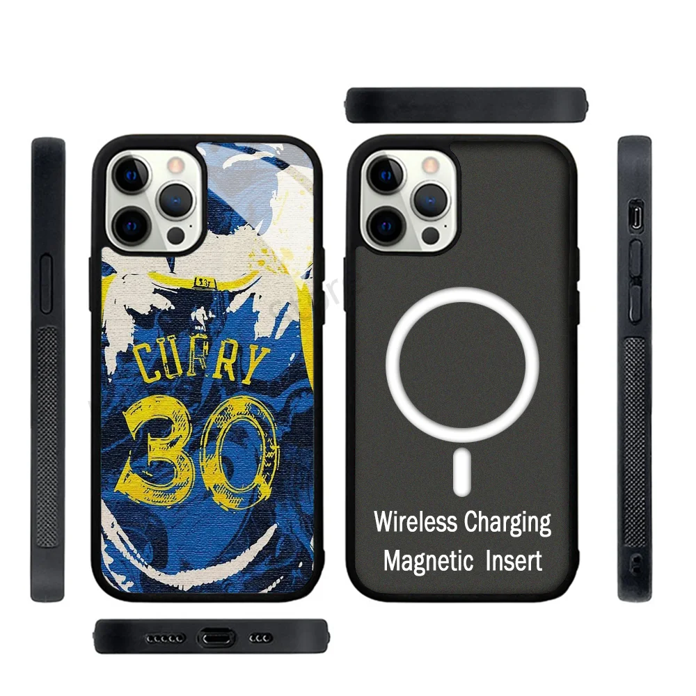 Stephen Curry NBA Basketball Phone Case Strong Magnetic For IPhone 15 14 13 Pro Max 11 12 Mini For Magsafe